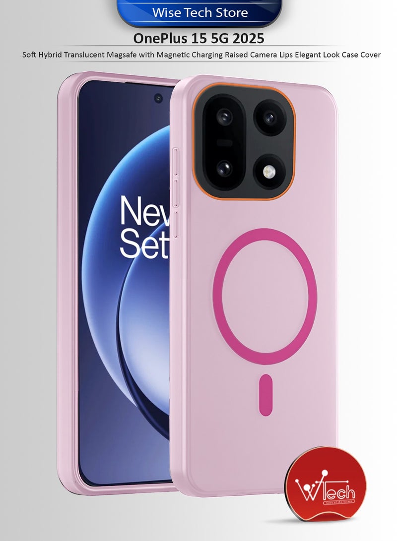 Wtech OnePlus 15 5G 2025 Hybrid Translucent Magsafe with Magnetic Charging Raised Camera Lips Elegant Look Case Cover (MCMPMN) - Baby Pink - Image 1